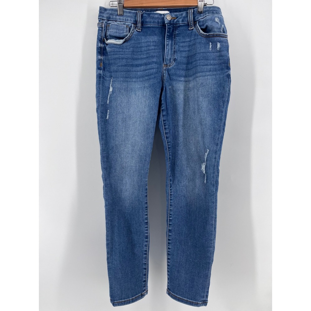 Studio Blue Womens Distressed Skinny Jeans Medium Wash Denim Size 31 Chic Boho